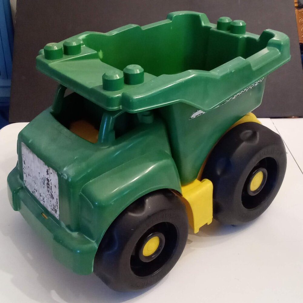 Mega Bloks John Deere Green Dump Truck Well Loved Large Plastic Toy